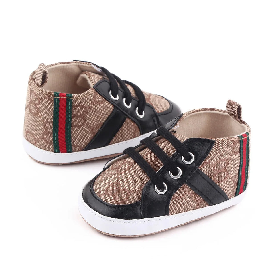 Newborn Baby Shoes Casual High Top Fashion Design Non-slip Sneakers  Boys Soft Sole Non-Slip Toddler Outdoor Shoes First Walkers