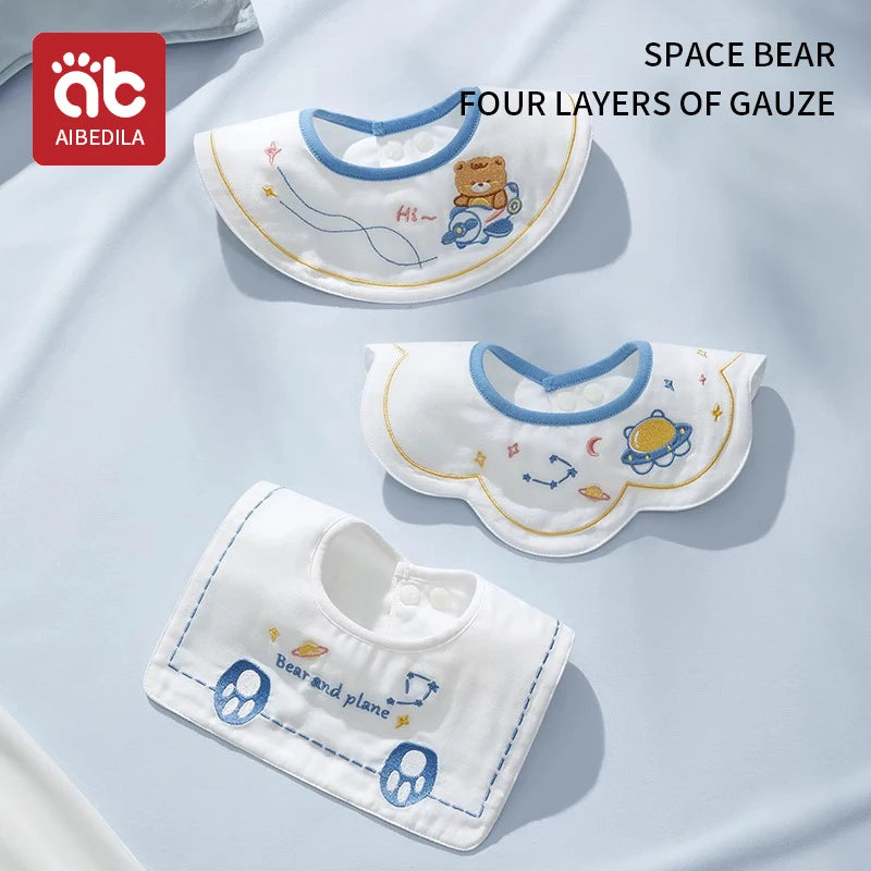 3pcs Ins Korea New Cotton Baby Bib Embroidery Bib Baby Drool Towel Boys and Girls Drool Pocket Waterproof Baby Kleding Jongen