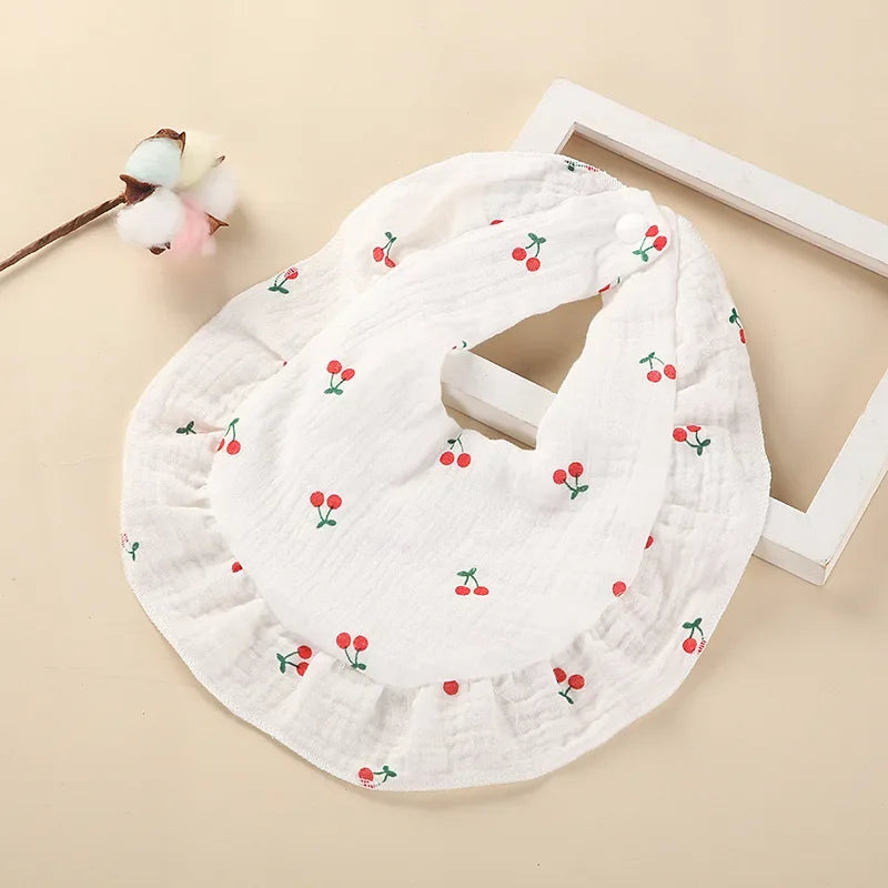 INS Hot Baby Bibs Kawaii Newborn Girls Cotton Muslin Saliva Towel Flowers Cherry Leopard Lace Babies Accessories Children Stuff
