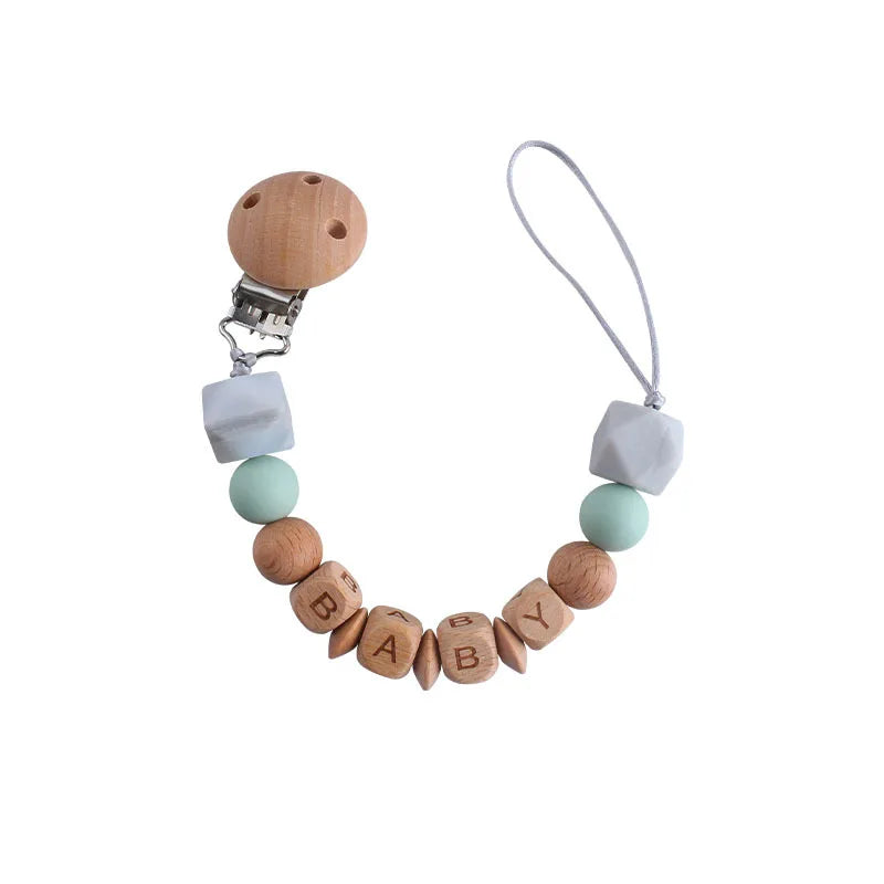 Baby Pacifier Clips Personalized Name DIY Wood Lion Silicone Dummy Nipples Holder Clip Chain Newborn Accessories Infant Feeding