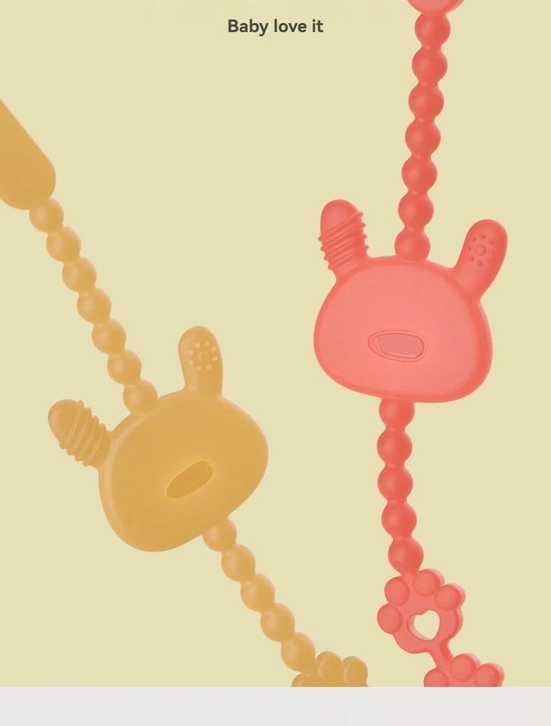 Baby Teething Toy with Music, Silicone Gum Soother Pacifier Clip, Anti-Loss Chain for Drool Relief & Sensory Development