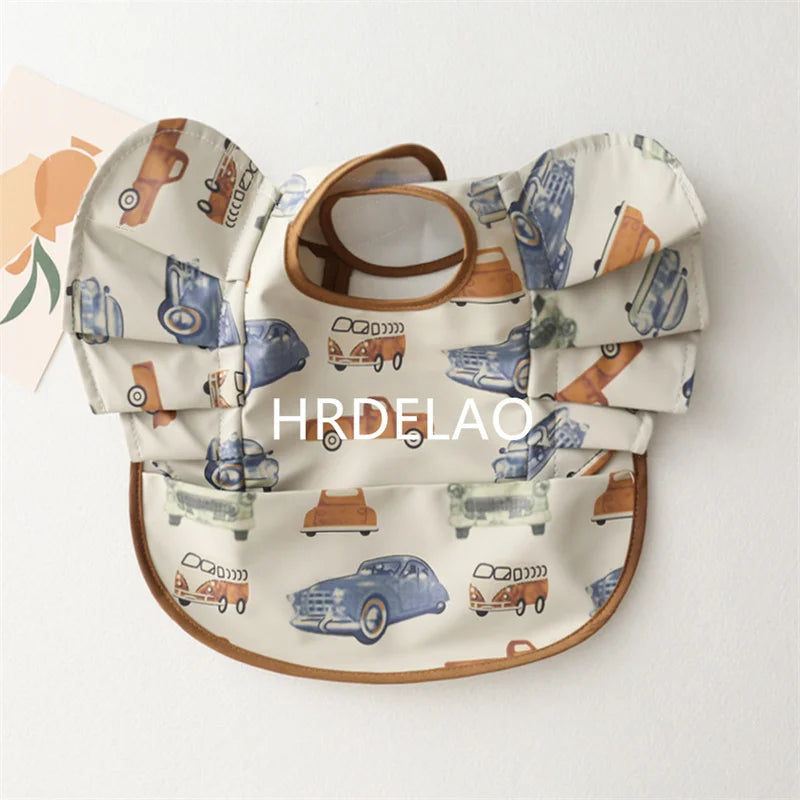 Baby Bibs INS Nordic Style Angel Feed Pocket Burp Girl Boy Infant Meals Bib Waterproof Easy Clean Cute Elephant Bib Soft PU Gift