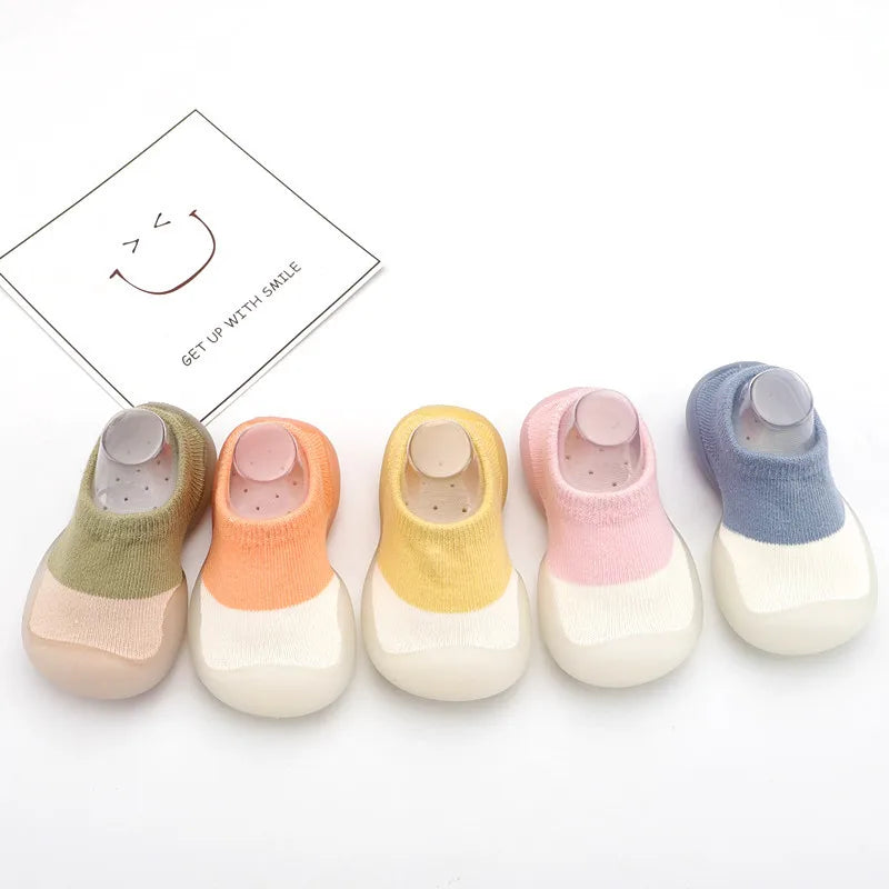 Baby Shoes First Walkers Comfortable Boys Girls Kids Rubber Soft Non-Slip Sole Floor Shoes Knit Booties