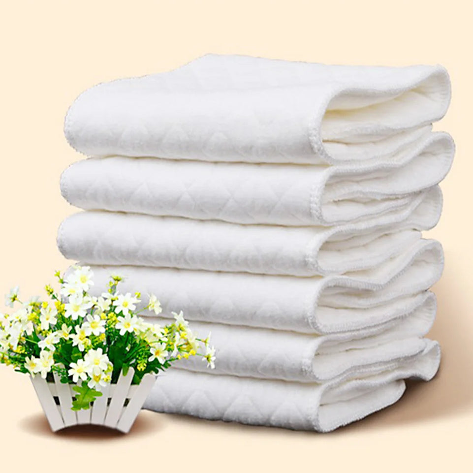 New 10PCS/Set Baby Reusable Diaper Washable Ecological Cotton Diapers 3Layers Cloth Nappies for Children Breathable Absorbent